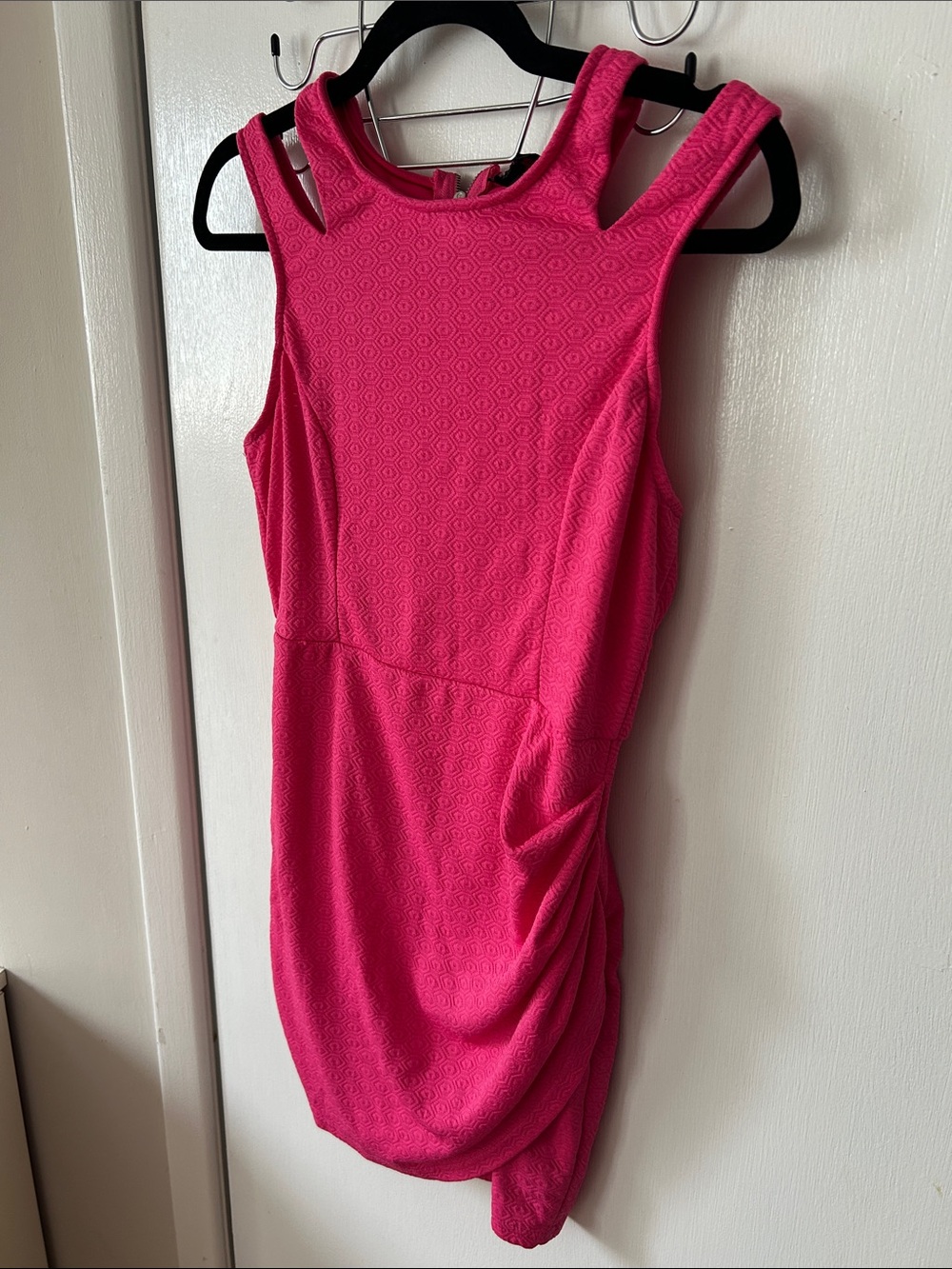 Pure Hype y2k vintage era Cutout-Shoulder Mini Dress in Bright Pink sz MD